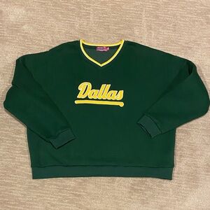 Edikted Green and Yellow V-Neck Sweater